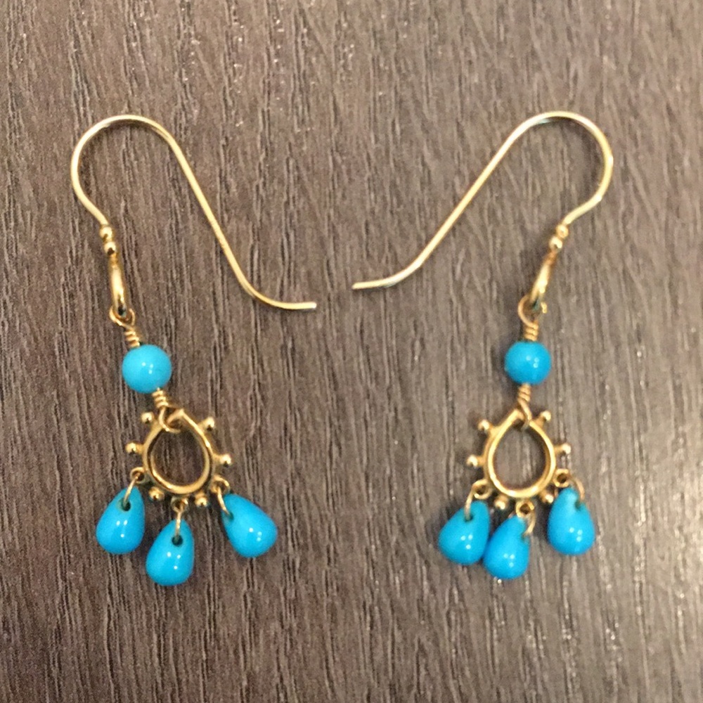 Anthropologist Turquoise Drop Down Earrings